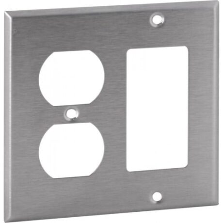 2 Gang, Duplex Receptacle / GFCI Stainless Steel Wallplate OS826