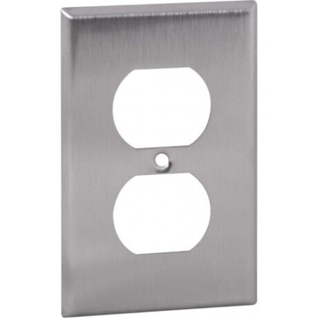1 Gang, Duplex Receptacle Stainless Steel Wallplate OS8