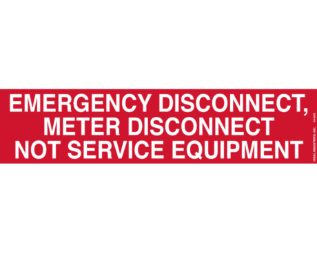 Ideal 44-945 Nec Meter Disconnect Label 2-1/8" X 9" Adhesive 5/Pack