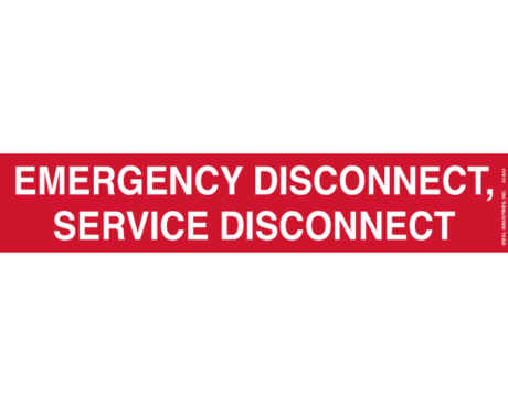 Ideal 44-944 Nec Emergency Disconnect Label 1-3/4" X 9" Adhesive 5/Pack