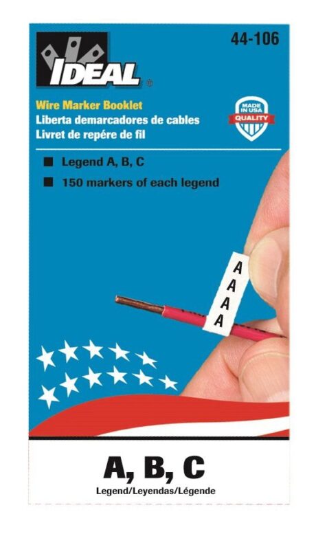 Ideal 44-106 Wire Marker Booklet Legend: A B C (150 Each) - Image 1