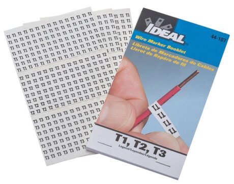 Ideal 44-107 Wire Marker Booklet Legend: T1 T2 T3 (150 Each)