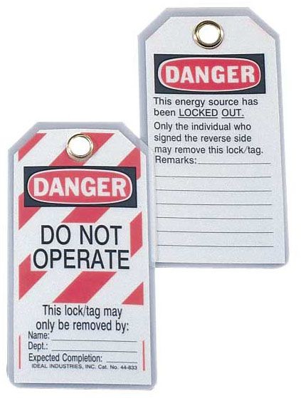 Ideal 44-833 Lo Tag Heavy Duty "Do Not Operate" Striped 5/Card