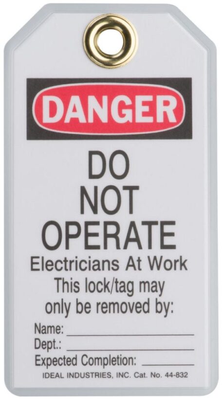 Ideal 44-843 Vinyl Lockout Tags"Do Not Operate-Electricians At Work"