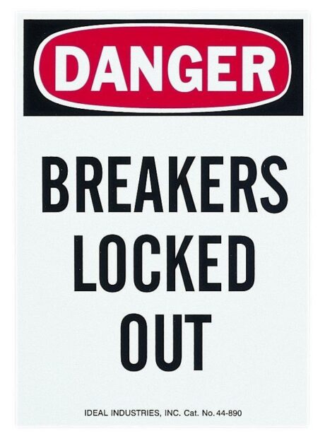 Ideal 44-890 Magnetic Sign - Breakers Locked Out