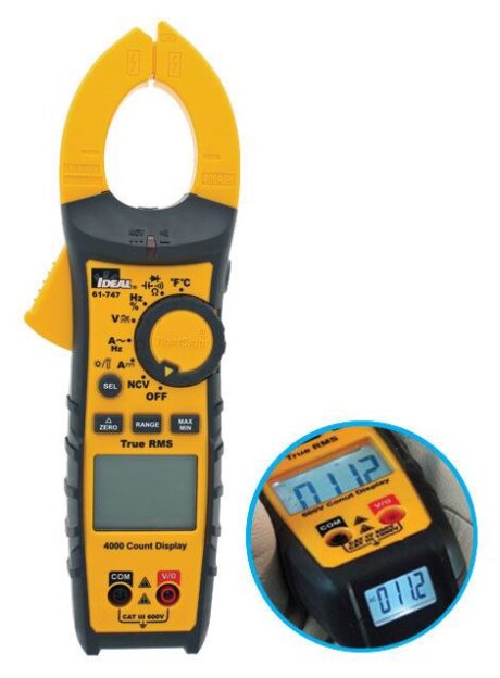 Ideal 61-747 400A Ac/Dc Trms Clamp Meter Tightsight W/Flashlight Ncvt & Temp