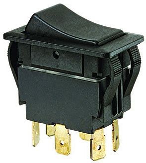 Ideal 774040BK Switch Black Rocker Dpdt On-Off-On Spade Bulk Pack